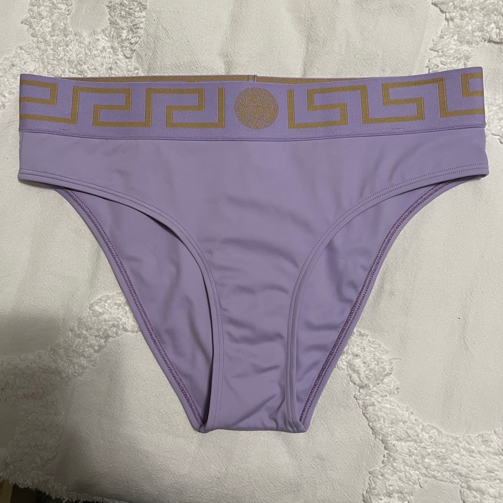 Versace Bikini Bottom Purple Medusa Band High Waist Bottom size 3